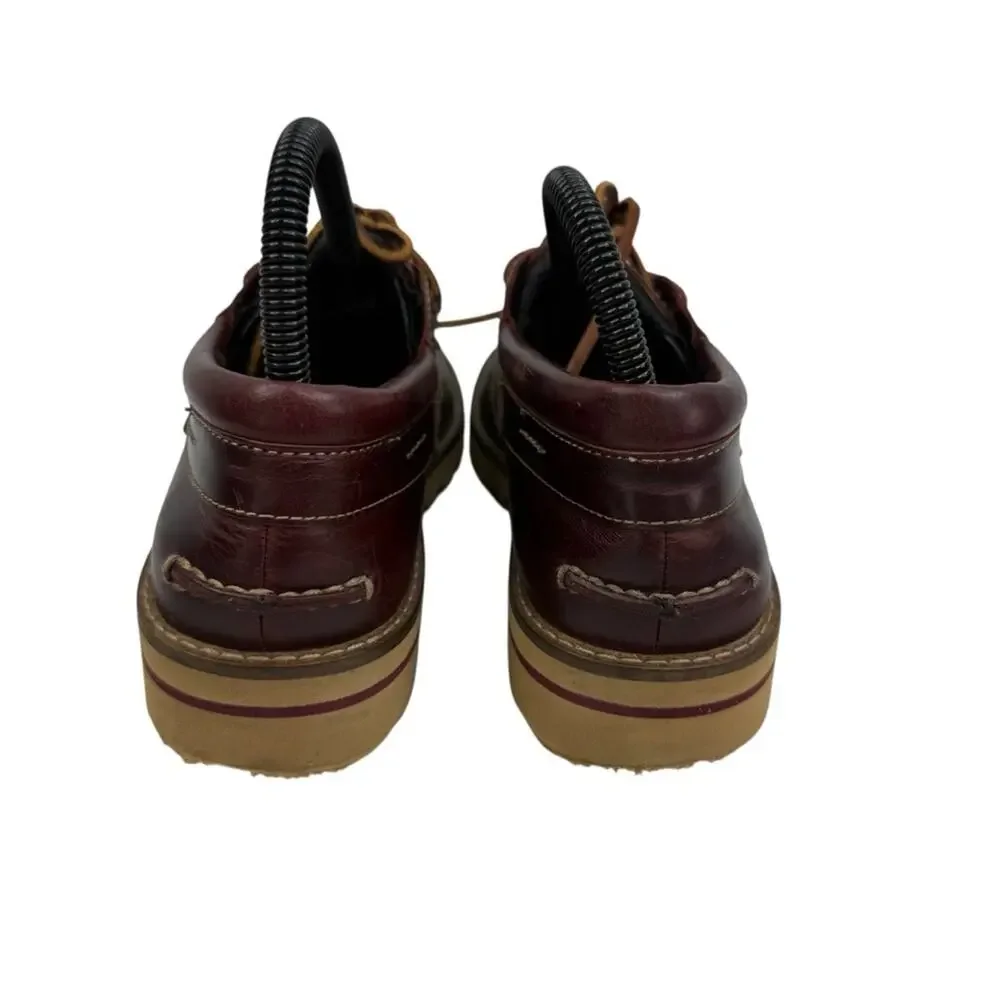 SPERRY Top-Sider 3-eye Dark Brown Leather Lug Moc Toe Boat Shoes Women’s Sz 8